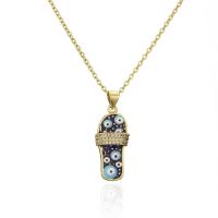Cubic Zircon Micro Pave Brass Necklace, Slipper, 18K gold plated, evil eye pattern & micro pave cubic zirconia & for woman & enamel Approx 17.72 Inch 