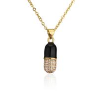 Cubic Zircon Micro Pave Brass Necklace, Capsule, 18K gold plated, micro pave cubic zirconia & for woman & enamel Approx 17.72 Inch 