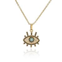 Cubic Zircon Micro Pave Brass Necklace, Eye, 18K gold plated & micro pave cubic zirconia & for woman Approx 17.72 Inch 