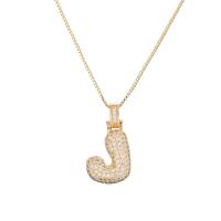 Cubic Zircon Micro Pave Brass Necklace, Alphabet Letter, 18K gold plated & micro pave cubic zirconia & for woman Approx 17.72 Inch 