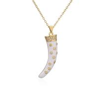 Cubic Zircon Micro Pave Brass Necklace, Horn, 18K gold plated & micro pave cubic zirconia & for woman & enamel Approx 17.72 Inch 