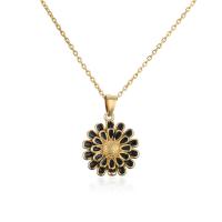 Brass Jewelry Necklace, Sunflower, 18K gold plated, for woman & enamel Approx 17.72 Inch 