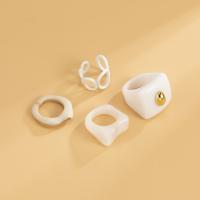 Zinc Alloy Ring Set, with Copper Coated Plastic & Acrylic, 4 pieces & for woman 