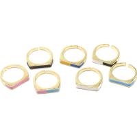 metal Anillo de dedo Cuff, Ajustable & para mujer & esmalte, más colores para la opción, 17x17x4mm, Vendido por UD