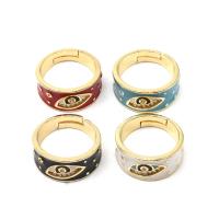 Cubic Zirconia Micro Pave Brass Finger Ring, Adjustable & with eye pattern & micro pave cubic zirconia & for woman & enamel 
