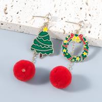 Boucles d'oreilles de Noël, alliage de zinc, avec Caddice & strass acrylique, Conception de Noël & bijoux de mode & pour femme & émail, Vendu par paire