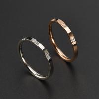 Rhinestone Stainless Steel Finger Ring, 18K rose gold plated & for woman & with rhinestone 2mm 