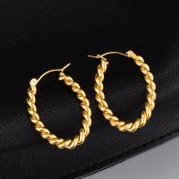 Stainless Steel Hoop Earring, 316L Stainless Steel, gold color plated, for woman, golden 
