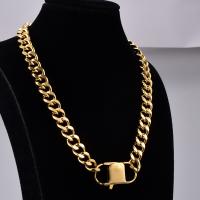 Stainless Steel Jewelry Necklace, 316L Stainless Steel, gold color plated, curb chain & for woman, golden, 30mm Approx 40 cm 