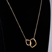 Stainless Steel Jewelry Necklace, 316L Stainless Steel, Geometrical Pattern, gold color plated, round link chain & for woman, golden, 30mm Approx 50 cm 