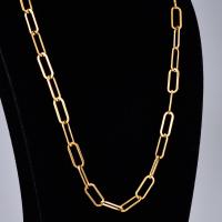 Stainless Steel Chain Necklace, 316L Stainless Steel, Geometrical Pattern, gold color plated, oval chain & for woman, golden Approx 45 cm 