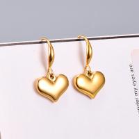 Stainless Steel Drop Earring, 316L Stainless Steel, Heart, gold color plated, for woman, golden 