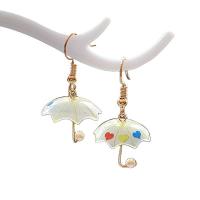 Boucle d'oreille de goutte acrylique, avec perle de plastique & alliage de zinc, parapluie, styles différents pour le choix & pour femme, plus de couleurs à choisir Vendu par paire