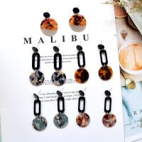 Acrylic Drop Earring, Acetate, with Zinc Alloy, for woman & leopard pattern 60mm 