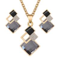 Crystal Jewelry Sets, Zinc Alloy, with Crystal, Rhombus, plated, 2 pieces & for woman & with rhinestone Approx 17.32 Inch 