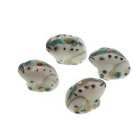 Animal Porcelain Beads, Frog, DIY, white 