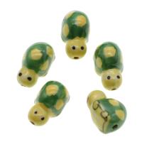 Tierische Porzellan Perlen, Schildkröter, DIY, grün, 19x13x10mm, 100PCs/Tasche, verkauft von Tasche