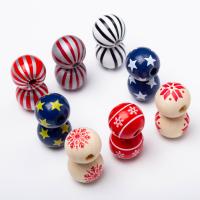 Druck Holz Perlen, Hemu+Perlen, rund, Weihnachts-Design & DIY, keine, 16mm, verkauft von PC