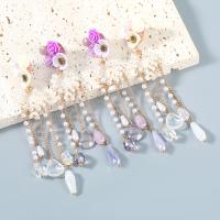 Fashion Fringe Earrings, Zinc Alloy, with ABS Plastic Pearl & Resin, Flower, fashion jewelry & for woman 