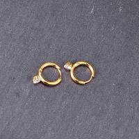 Mens acier inoxydable Hoop boucles d'oreilles, acier inoxydable 316L, avec zircon cubique, Placage de couleur d'or, pour femme, doré Vendu par paire