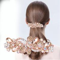 Hair Barrettes, Zinc Alloy, plated & for woman & with rhinestone 
