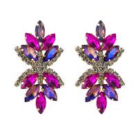 Glass Zinc Alloy Earring, with Glass, plated, for woman & with rhinestone 