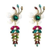 Glass Zinc Alloy Earring, with Glass, plated, for woman & enamel 