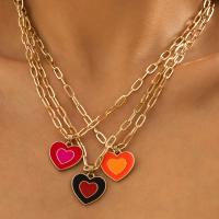 Enamel Zinc Alloy Necklace, with Iron, with 2.7inch extender chain, Heart, plated, for woman Approx 15.7 Inch 