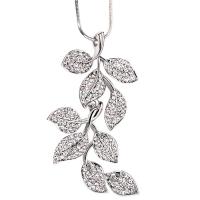 Zinc Alloy Sweater Chain Necklace, with 2.76inch extender chain, Leaf, platinum plated, Adjustable & fashion jewelry & for woman & with rhinestone Approx 29.92 Inch 