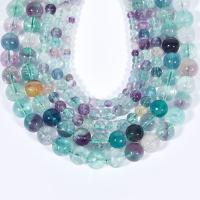 Fluorit Perlen, rund, poliert, DIY, farbenfroh, Länge:38 cm, verkauft von Strang