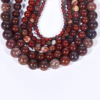 Perles en jaspe bréchique, Corde d'armure, Rond, poli, DIY, couleurs mélangées cm, Vendu par brin