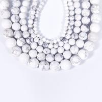 Einzelne Edelstein Perlen, Magnesit, rund, poliert, DIY, weiß, Länge:38 cm, verkauft von Strang