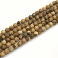 Landschafts-Jaspis Perlen, Bild Jaspis, rund, poliert, DIY, gemischte Farben, Länge:38 cm, verkauft von Strang