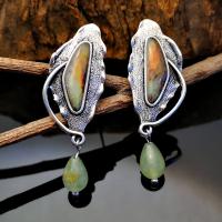 Zinc Alloy Drop Earring, with Jade Malaysia, plated, fashion jewelry & for woman 