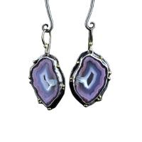 Agate Dangle boucle d'oreille, alliage de zinc, avec agate pourpre, Placage, bijoux de mode & imitation quartz naturel & pour femme, violet Vendu par paire