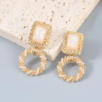 Resin Zinc Alloy Earring, with ABS Plastic Pearl & Resin, fashion jewelry & for woman, golden 