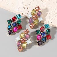 Glass Zinc Alloy Earring, fashion jewelry & for woman & with glass rhinestone 