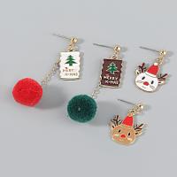 Christmas Earrings, Zinc Alloy, with Caddice, Christmas Design & fashion jewelry & for woman & enamel 