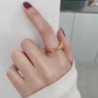 Brass Cuff Finger Ring, plated, for woman, golden 