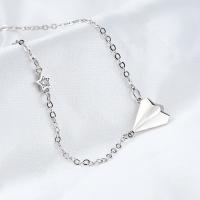 Harz Messing Halskette, platiniert, für Frau & mit Strass, Silberfarbe, 400x50mm, verkauft von PC