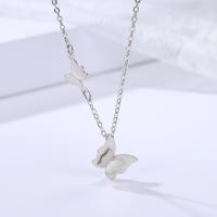 Brass Jewelry Necklace, with 5cm extender chain, Butterfly, polished, rolo chain & for woman, silver color, 13mm Approx 15.75 Inch 