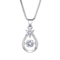 Brass Cubic Zirconia Necklace, with Cubic Zirconia, with 5cm extender chain, plated, box chain & for woman cm 