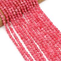 Бусины из природного мрамора, окрашенный мрамор, Плоская круглая форма, DIY & граненый, розовый, 6mm, длина:38 см, продается Strand