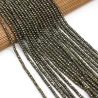 Goldene Pyrit Perlen, Abakus,Rechenbrett, DIY & facettierte, Silberfarbe, 3x4mm, Länge:38 cm, verkauft von Strang