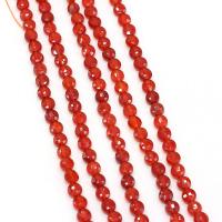Natural Red Agate Beads, Flat Round, DIY & faceted, red, 6mm cm 
