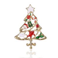 Christmas Jewelry Brooch , Zinc Alloy, Christmas Tree, gold color plated, Christmas Design & enamel & hollow, multi-colored 