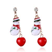 Christmas Earrings, Zinc Alloy, Snowman, gold color plated, Christmas Design & for woman & enamel & with rhinestone, multi-colored 