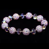 Rhinestone Clay Pave Bead Bracelets, Crystal, for woman & with rhinestone Approx 15.8-17.2 cm 