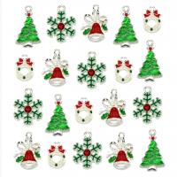 Zinc Alloy Christmas Pendants, Christmas Design & enamel & with rhinestone, multi-colored, 25mm 