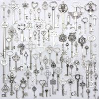 Zinc Alloy Key Pendants, silver color plated, mixed, 14-93mm 